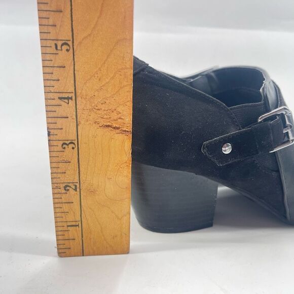 American Eagle Womens Ankle Boots 2.5" Block Heels Zipper Buckle Suede Black 9M - Picture 5 of 10